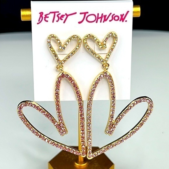 Betsey Johnson Jewelry - Betsey Johnson - ‘Two Tone Hearts ❤️’ earrings. NWT Firm!